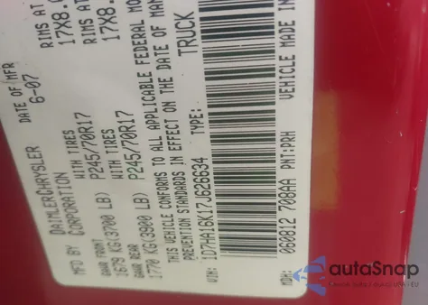 2007 Dodge Ram 1500 St z USA, uszkodzony, nr VIN 1D7HA16K17J626634